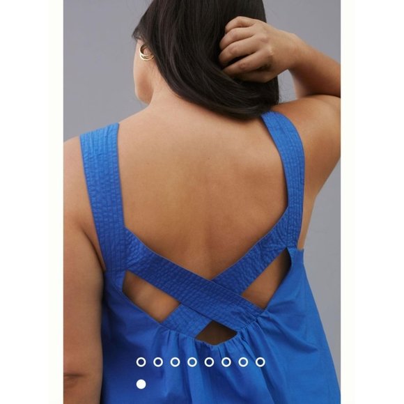 Anthropologie Maeve Cross Back Mini Dress Blue New Size - Picture 6 of 15